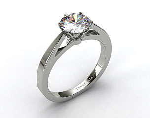 14k White Gold Tapered Six Prong Filigree Basket Solitaire Engagement Ring