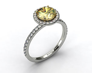 18k White Gold 0.39ct Diamond Halo Pave Engagement Ring