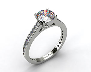 14k White Gold Thin Channel Set Princess Shaped Diamond Engagement Ring