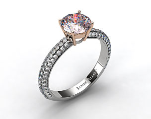 18k White Gold 0.52ct Three Row Pave Set Rounded Diamond Engagement Ring