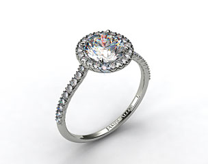 14k White Gold 0.29ctw Halo Pave Set Diamond Engagement Ring