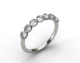 14k White Gold Scalloped Share Prong Wedding Ring