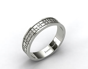 18k White Gold 6mm Art Deco Comfort Fit Wedding Band