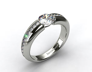 14k White Gold Bar-Set Pave Set Diamond Engagement Ring