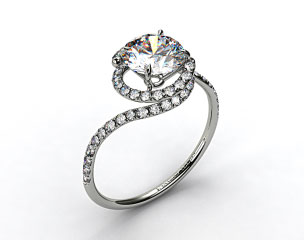 14k White Gold Pave Set Swirl AE100 by Danhov Designer Engagement Ring