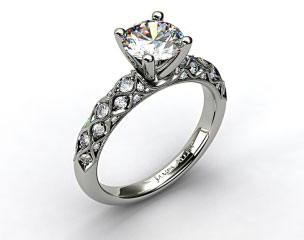 14k White Gold Pave Encrusted Engagement Ring