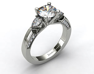 14k White Gold Pear and Pave Accents Engagement Ring