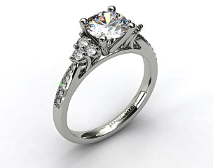 14k White Gold Pave Trio Engagement Ring