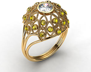 18k Yellow Gold Yellow Sapphire Firework Engagement Ring