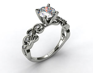 14K White Gold Blossoming Vine Diamond Engagement Ring